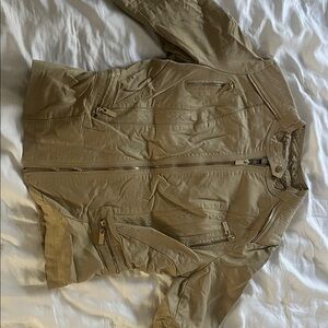 Light Khaki Zip-Front Utility Jacket